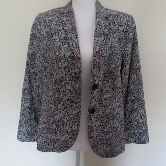 🎉HP🎉Talbots Lined Floral Cotton Blazer - Size 10 - Great for Spring/Summer - EUC - Picture 2 of 13